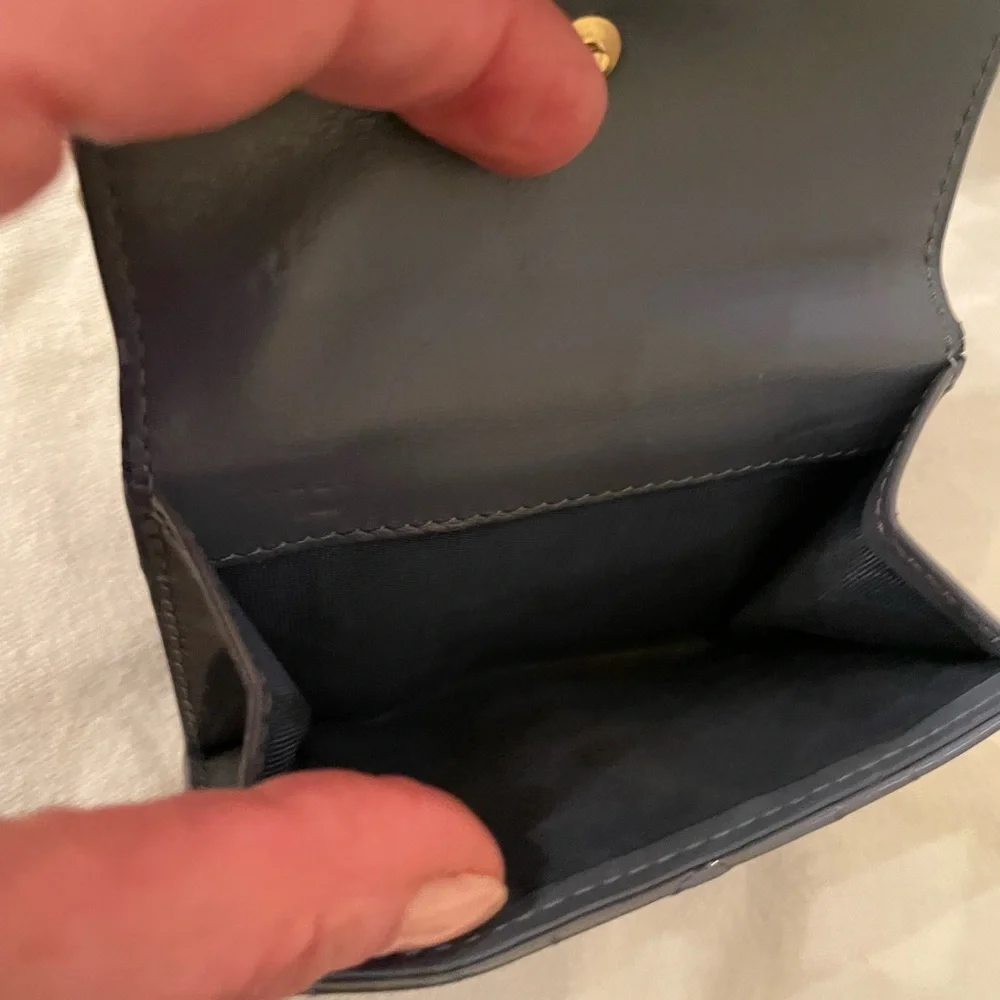 DIOR Lady Dior Lotus Wallet in Blue Patent Calfskin